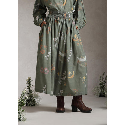 Raiman Sage Enchanted Garden Shirt Style Top and Skirt (Set of 2)