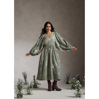 Raiman Sage Noorah Embroidered Dress
