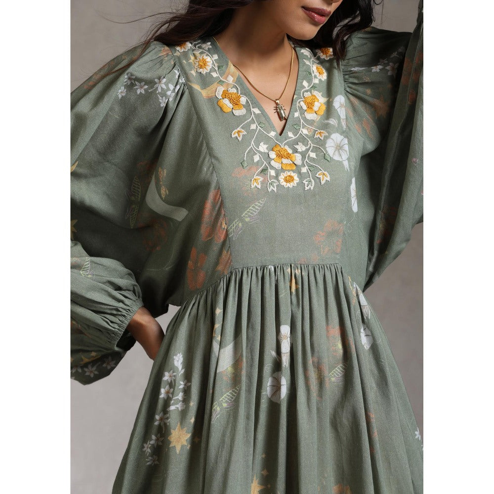 Raiman Sage Noorah Embroidered Dress
