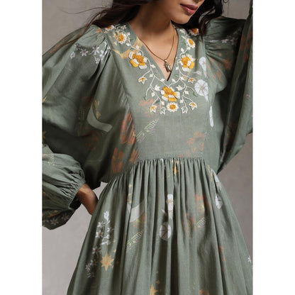 Raiman Sage Noorah Embroidered Dress