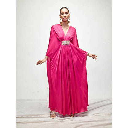 Ranian Fuchsia Pink Silk Kaftan Dress