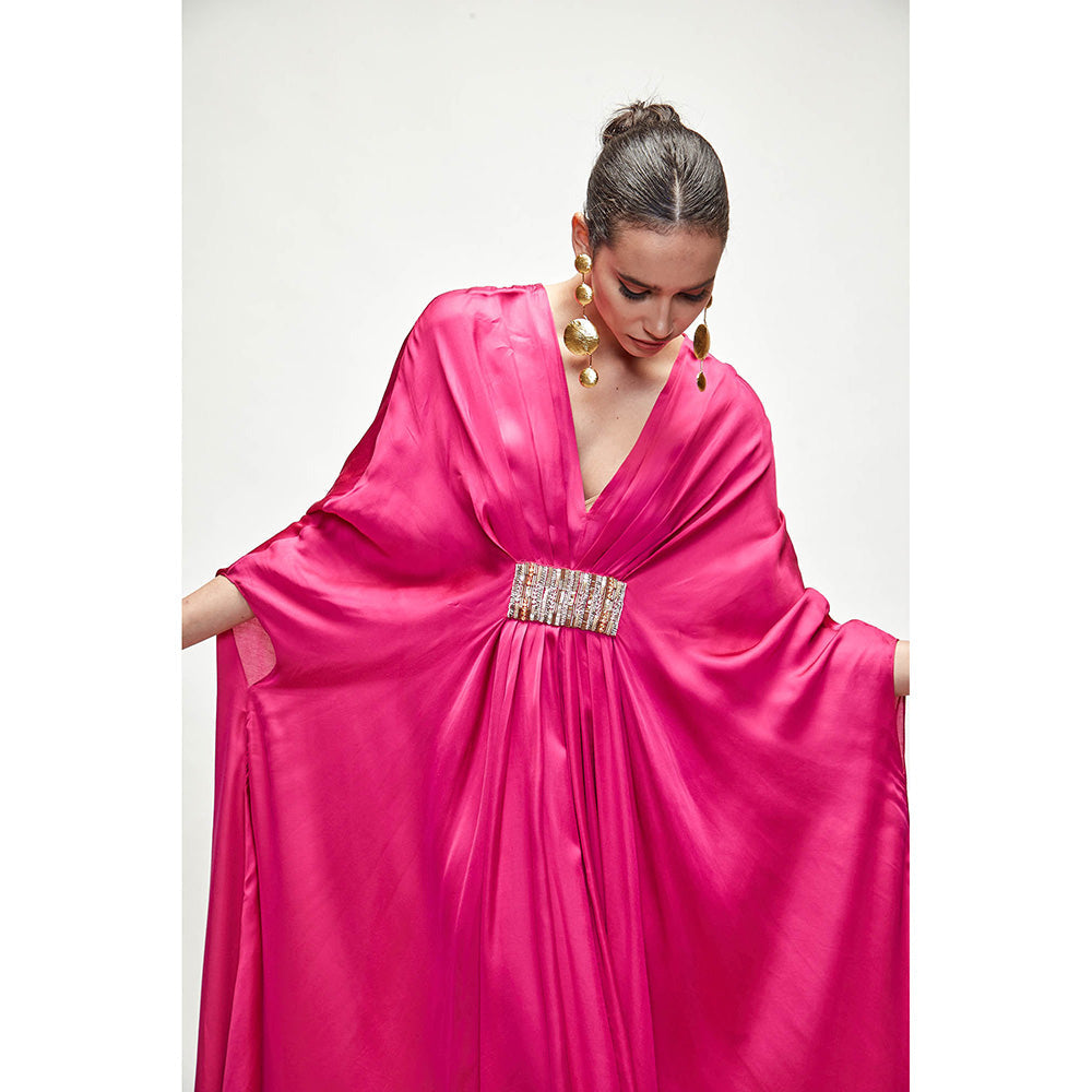 Ranian Fuchsia Pink Silk Kaftan Dress