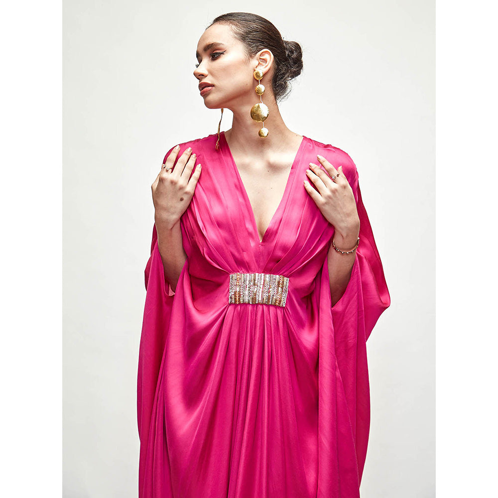 Ranian Fuchsia Pink Silk Kaftan Dress