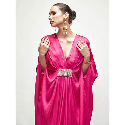 Ranian Fuchsia Pink Silk Kaftan Dress