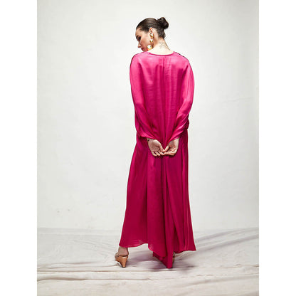 Ranian Fuchsia Pink Silk Kaftan Dress