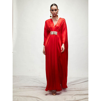 Ranian Red Silk Kaftan Dress