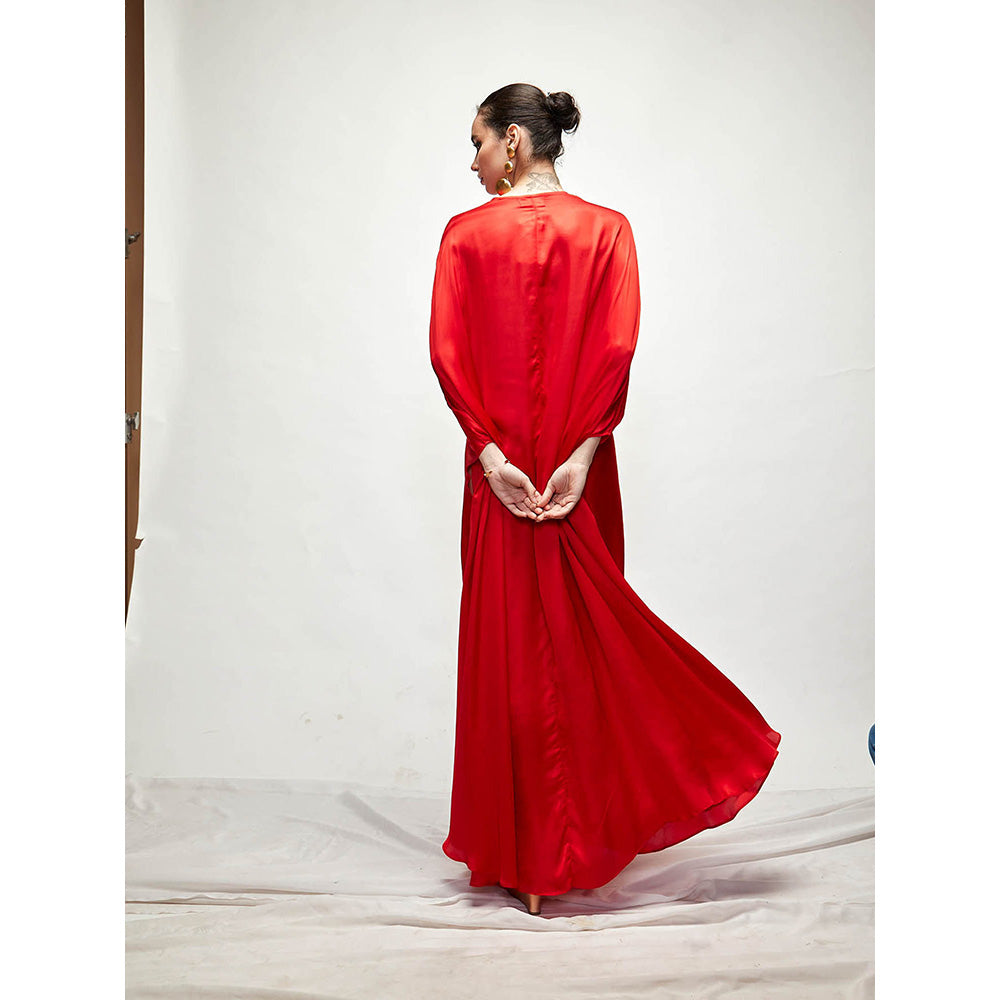 Ranian Red Silk Kaftan Dress