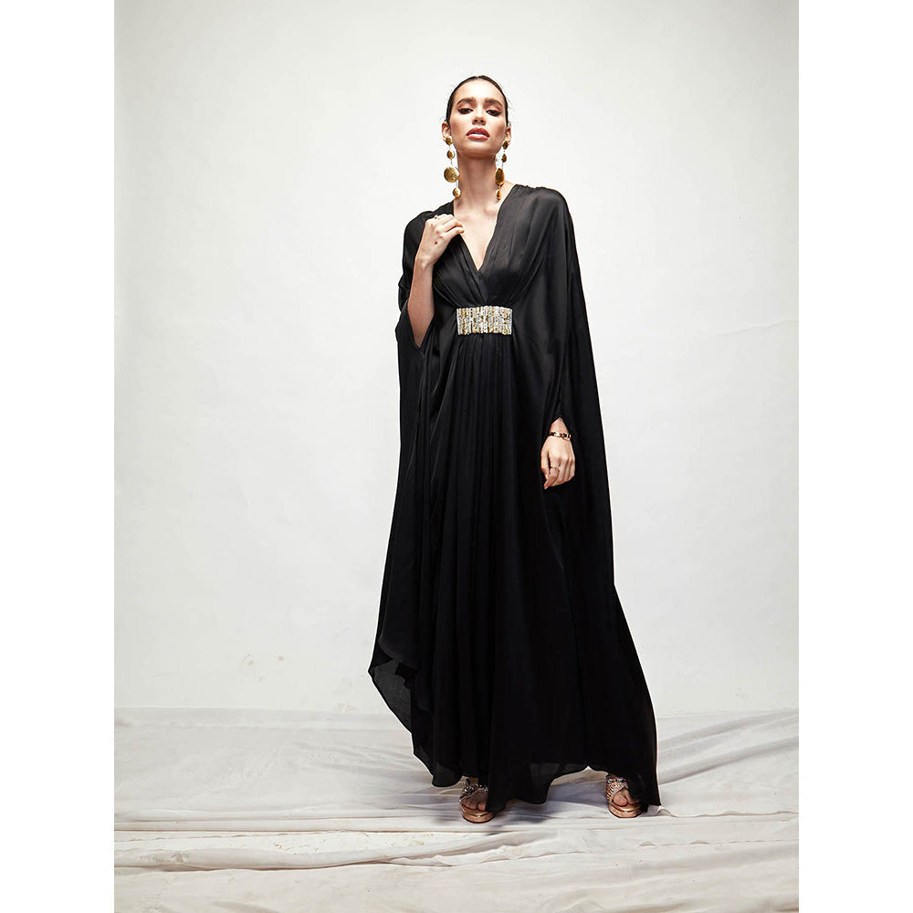 Ranian Black Silk Kaftan Dress