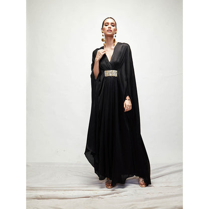 Ranian Black Silk Kaftan Dress