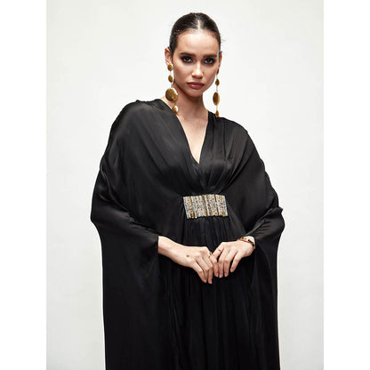 Ranian Black Silk Kaftan Dress