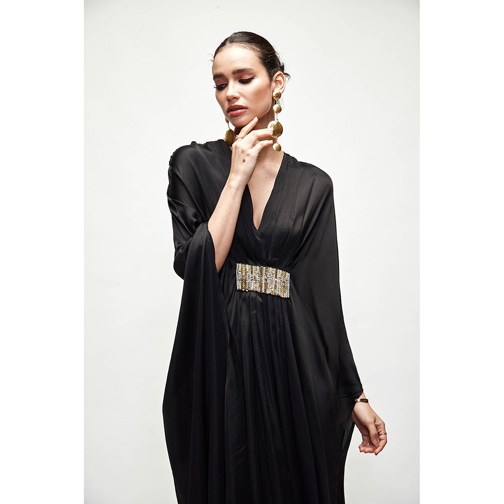 Ranian Black Silk Kaftan Dress