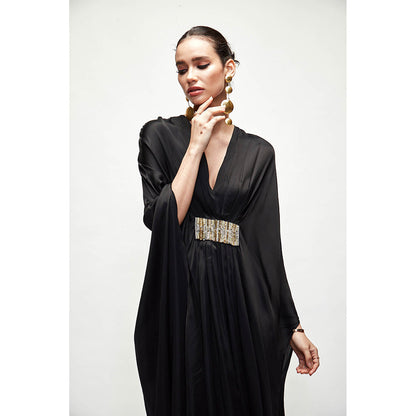 Ranian Black Silk Kaftan Dress