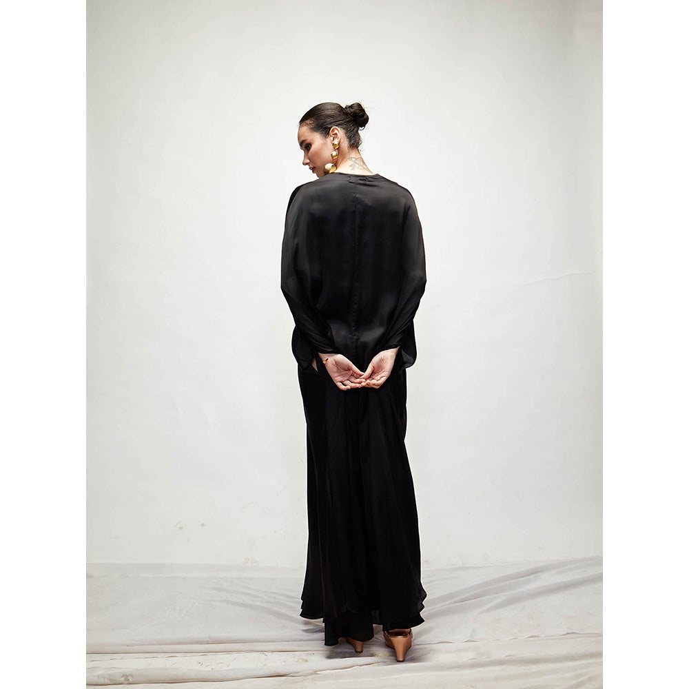Ranian Black Silk Kaftan Dress