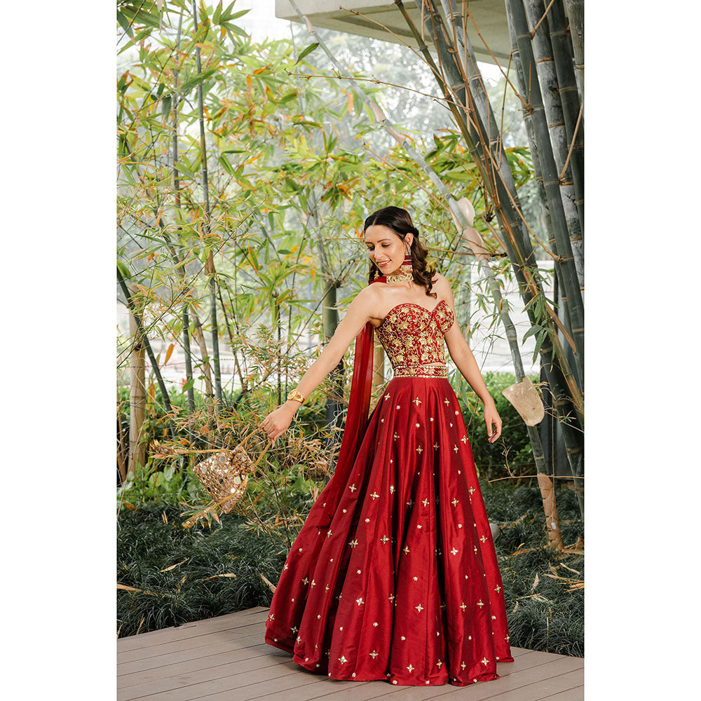 Rashika Sharma Aarzo Corset Lehenga, Corset and Dupatta (Set of 3)