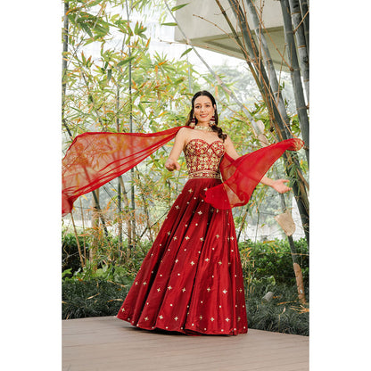 Rashika Sharma Aarzo Corset Lehenga, Corset and Dupatta (Set of 3)