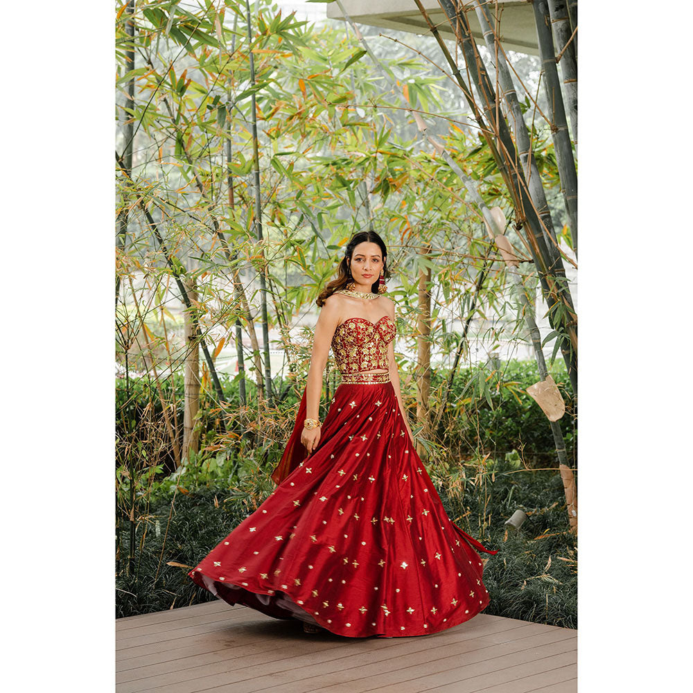 Rashika Sharma Aarzo Corset Lehenga, Corset and Dupatta (Set of 3)