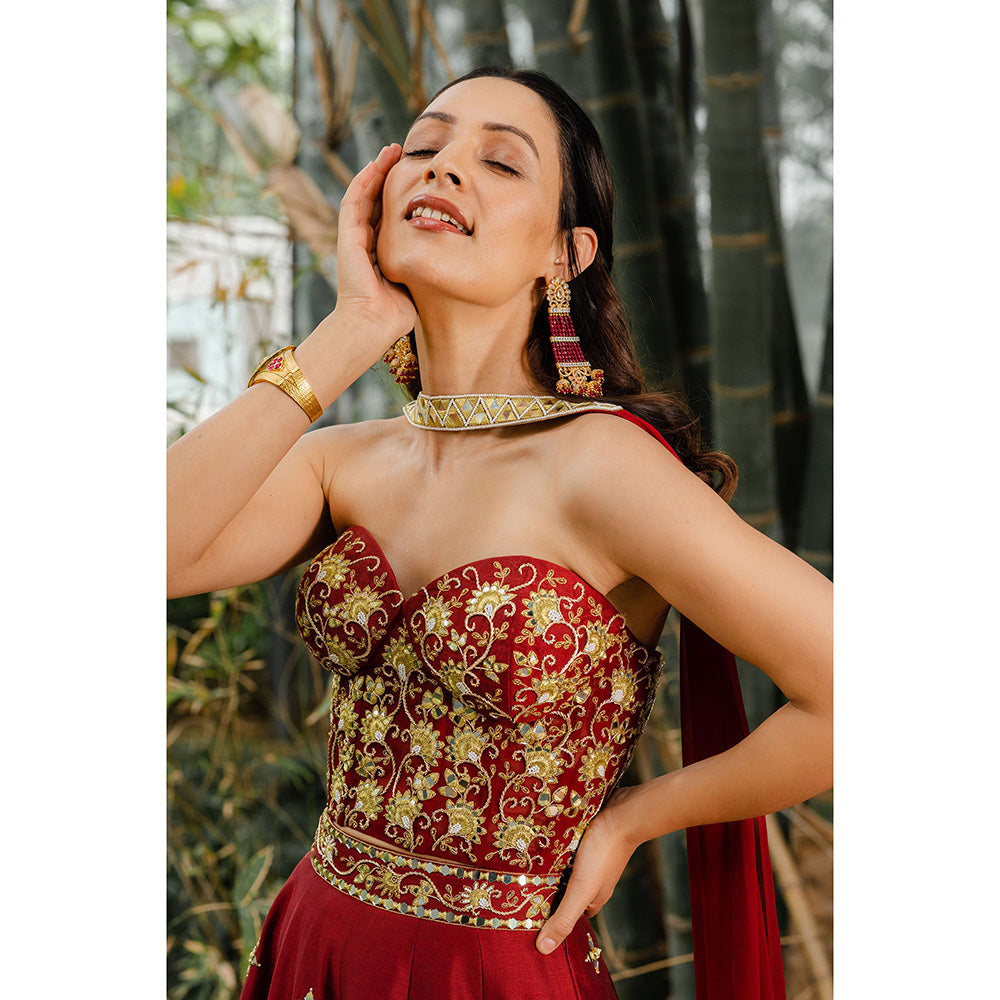 Rashika Sharma Aarzo Corset Lehenga, Corset and Dupatta (Set of 3)