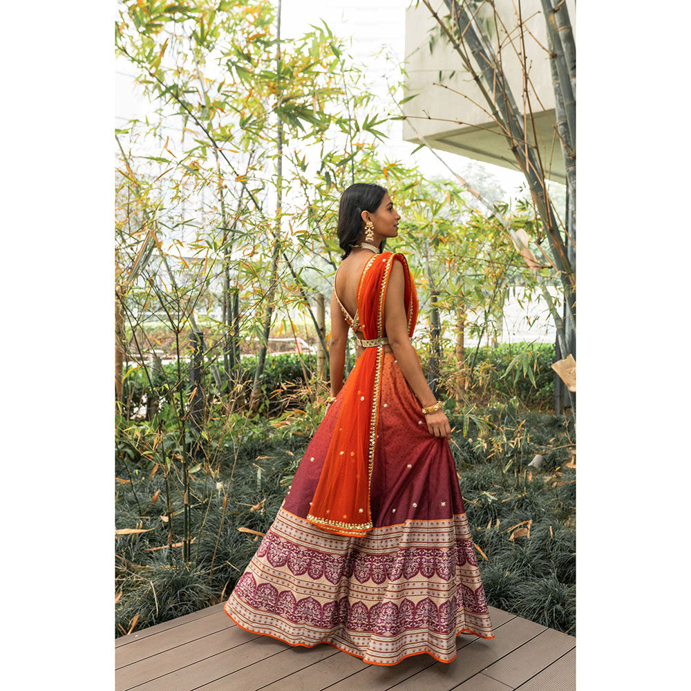 Rashika Sharma Zeenat Printed Blouse, Lehenga with Dupatta and Belt (Set of 4)