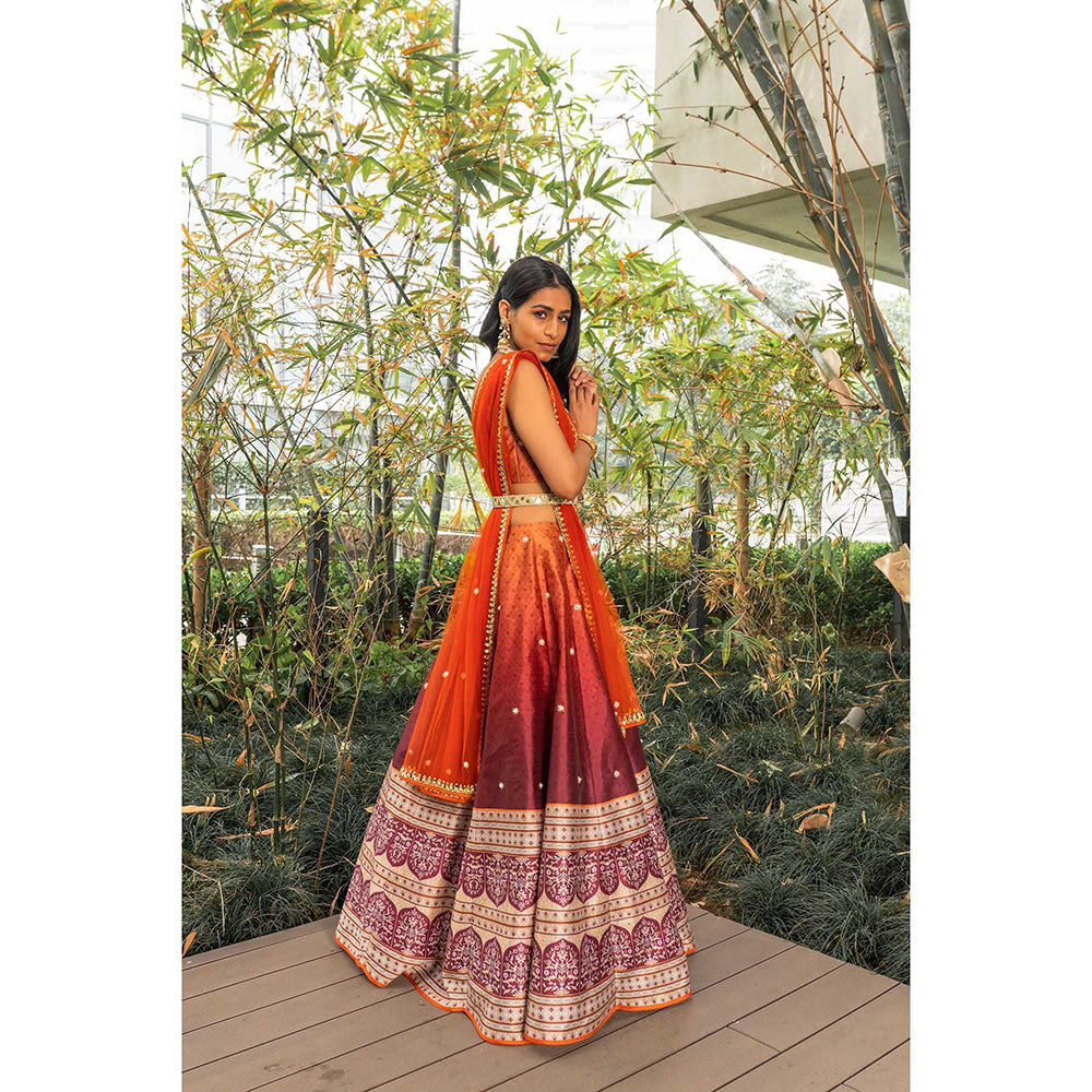 Rashika Sharma Zeenat Printed Blouse, Lehenga with Dupatta and Belt (Set of 4)