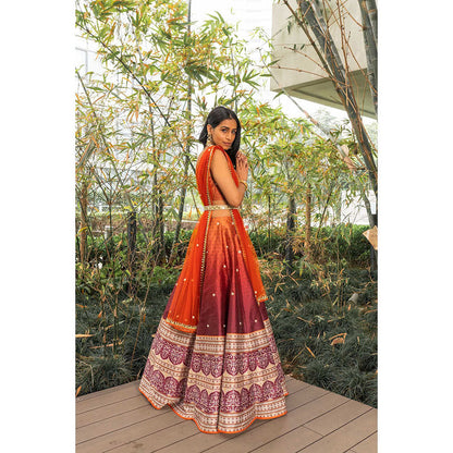 Rashika Sharma Zeenat Printed Blouse, Lehenga with Dupatta and Belt (Set of 4)