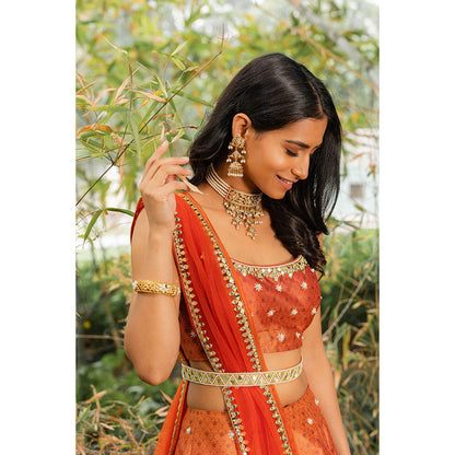 Rashika Sharma Zeenat Printed Blouse, Lehenga with Dupatta and Belt (Set of 4)