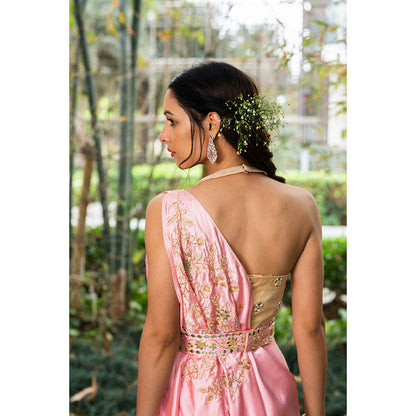 Rashika Sharma Saanjh Drape Blouse Pant with Cape and Belt (Set of 4)