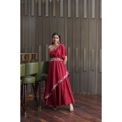 Rashika Sharma Amber One Shoulder Gown (Set of 2)