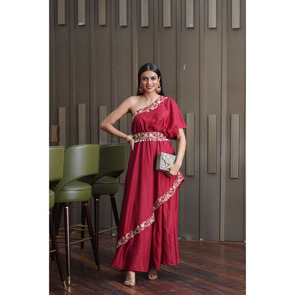 Rashika Sharma Amber One Shoulder Gown (Set of 2)