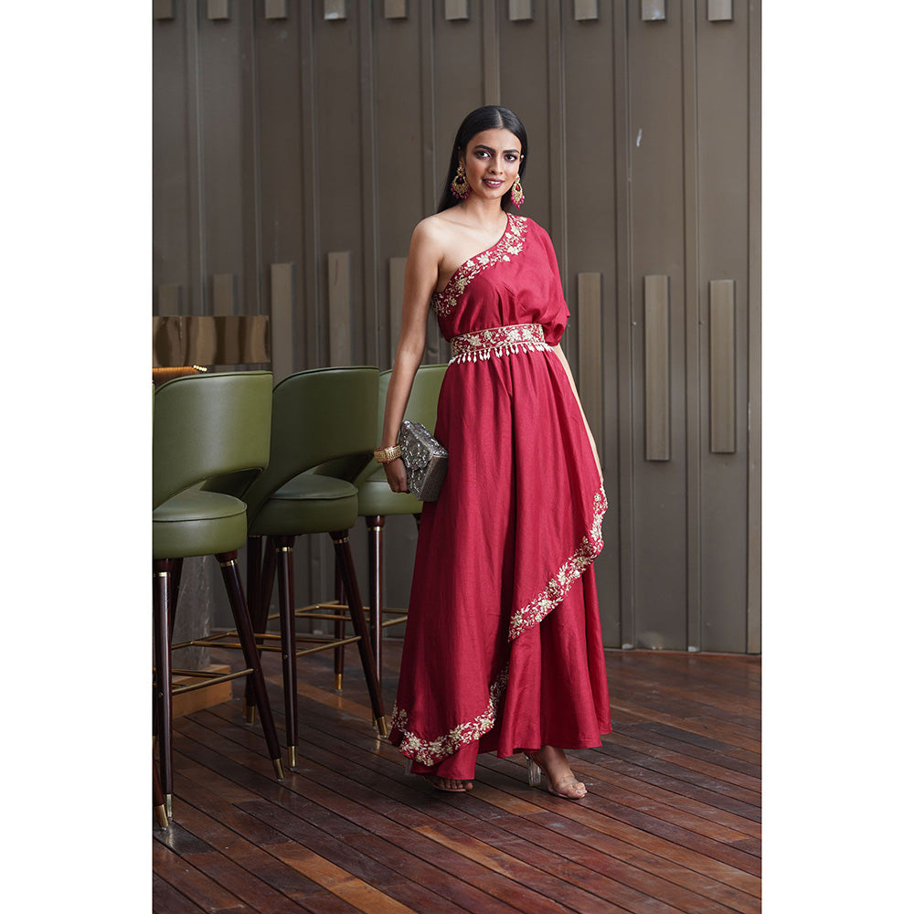 Rashika Sharma Amber One Shoulder Gown (Set of 2)