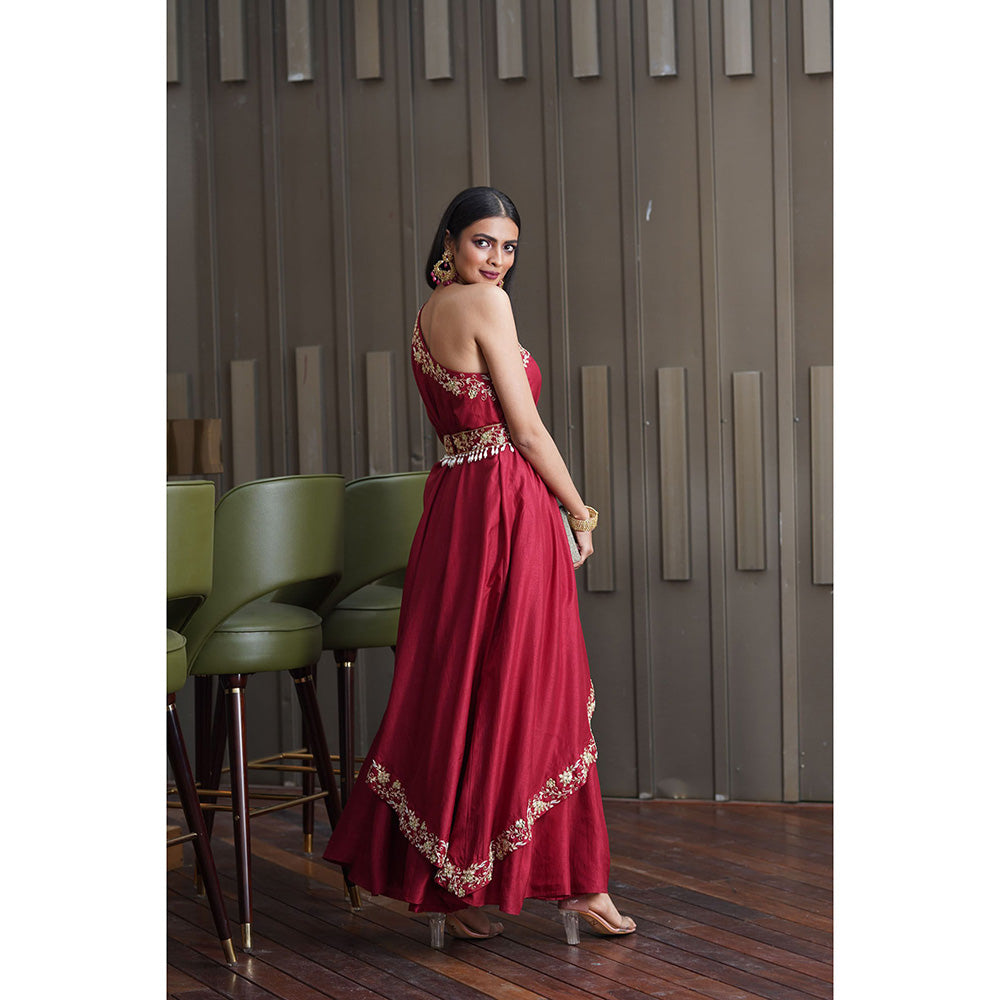 Rashika Sharma Amber One Shoulder Gown (Set of 2)