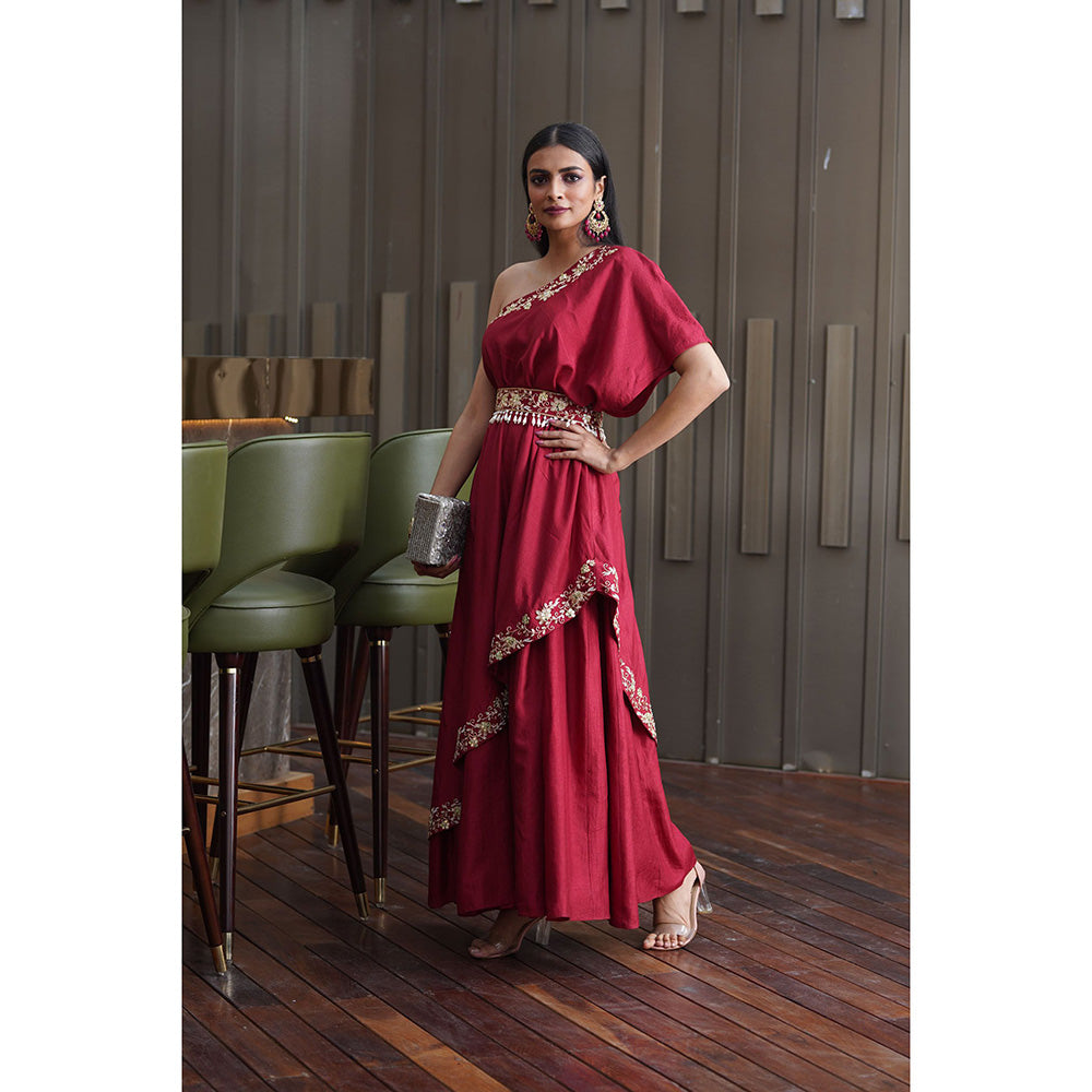 Rashika Sharma Amber One Shoulder Gown (Set of 2)