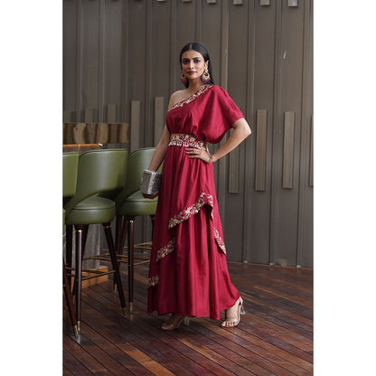 Rashika Sharma Amber One Shoulder Gown (Set of 2)