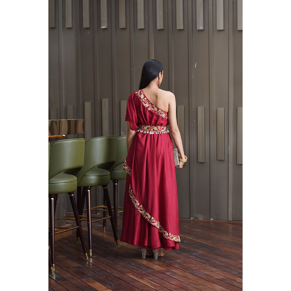 Rashika Sharma Amber One Shoulder Gown (Set of 2)