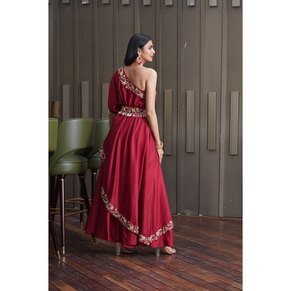 Rashika Sharma Amber One Shoulder Gown (Set of 2)