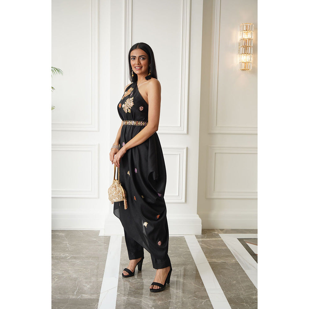 Rashika Sharma Lasha Drape Cape with Pant and Belt (Set of 3)