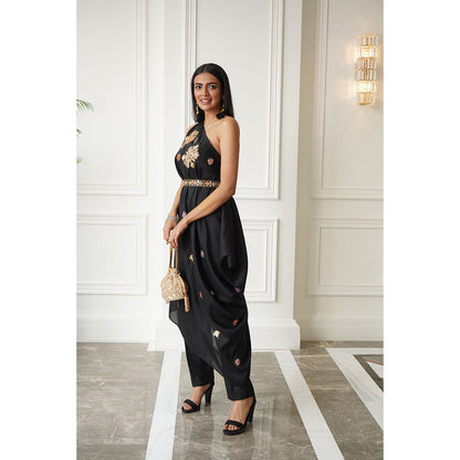 Rashika Sharma Lasha Drape Cape with Pant and Belt (Set of 3)