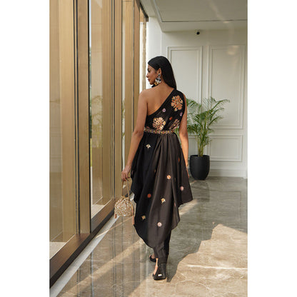 Rashika Sharma Lasha Drape Cape with Pant and Belt (Set of 3)