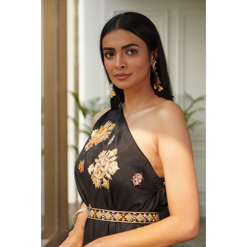 Rashika Sharma Lasha Drape Cape with Pant and Belt (Set of 3)