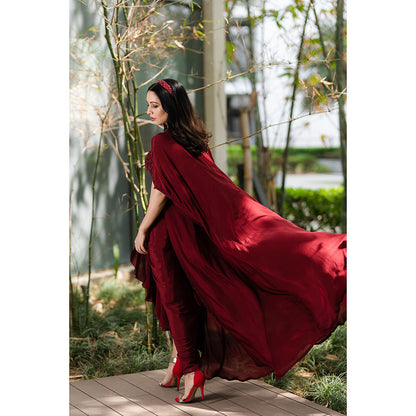 Rashika Sharma Lasha Corset with Skirt and Cape (Set of 3)