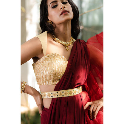 Rashika Sharma Aarna Pre-Draped Saree with Blouse and Belt with Stitched
