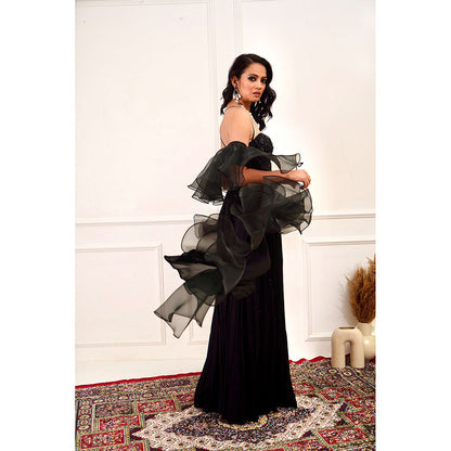 Rashika Sharma Evaa Black Blouse and Lehenga with Dupatta (Set of 3)