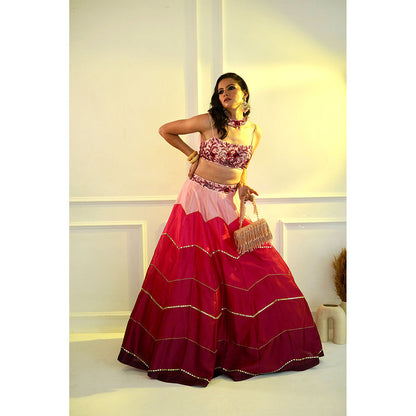 Rashika Sharma Celeste Pink Dupion Blouse and Lehenga with Dupatta (Set of 3)