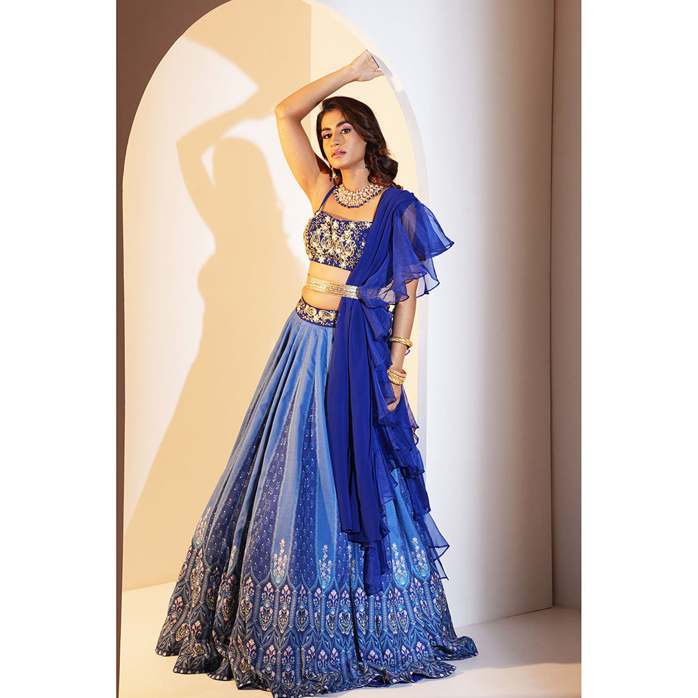 Rashika Sharma Trisha Blouse, Lehenga with Dupatta and Belt (Set of 4)