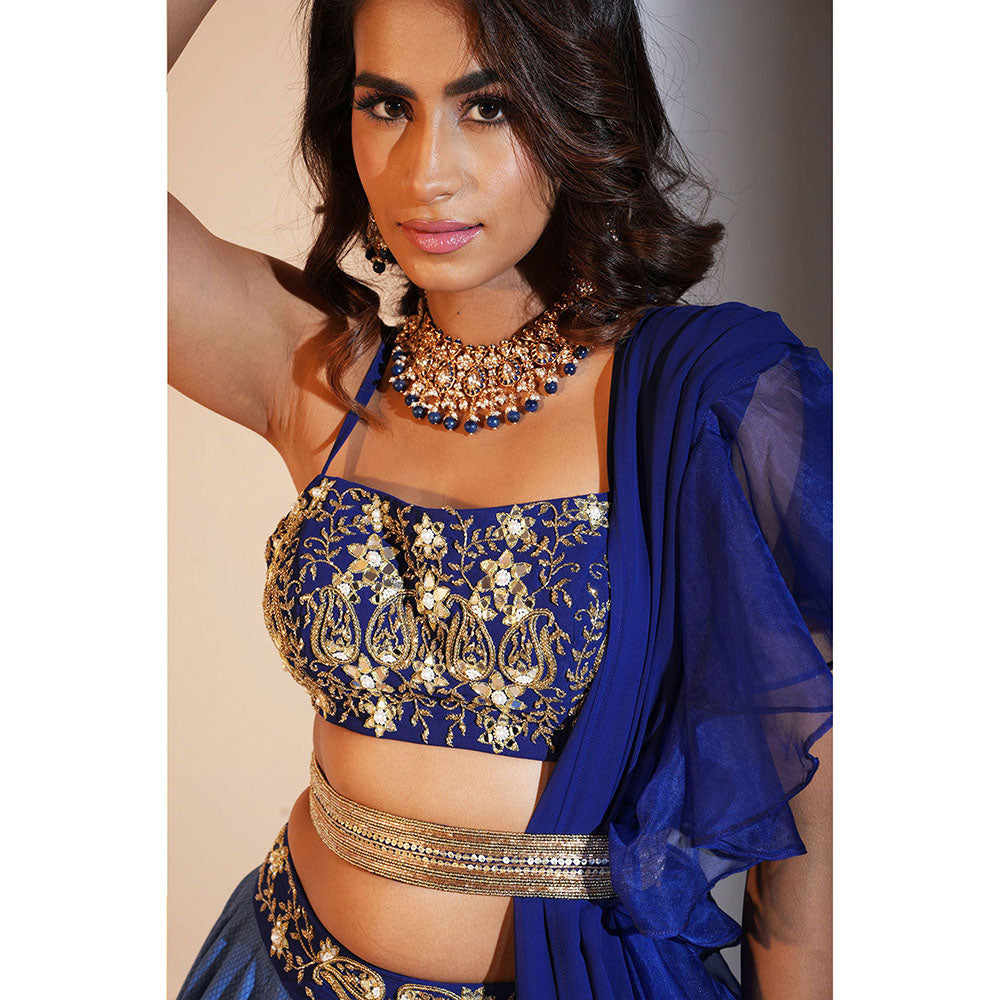 Rashika Sharma Trisha Blouse, Lehenga with Dupatta and Belt (Set of 4)