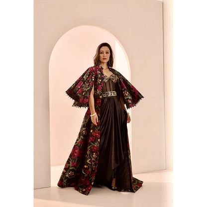 Rashika Sharma Brown Zor Jacket with Gown (Set of 2)