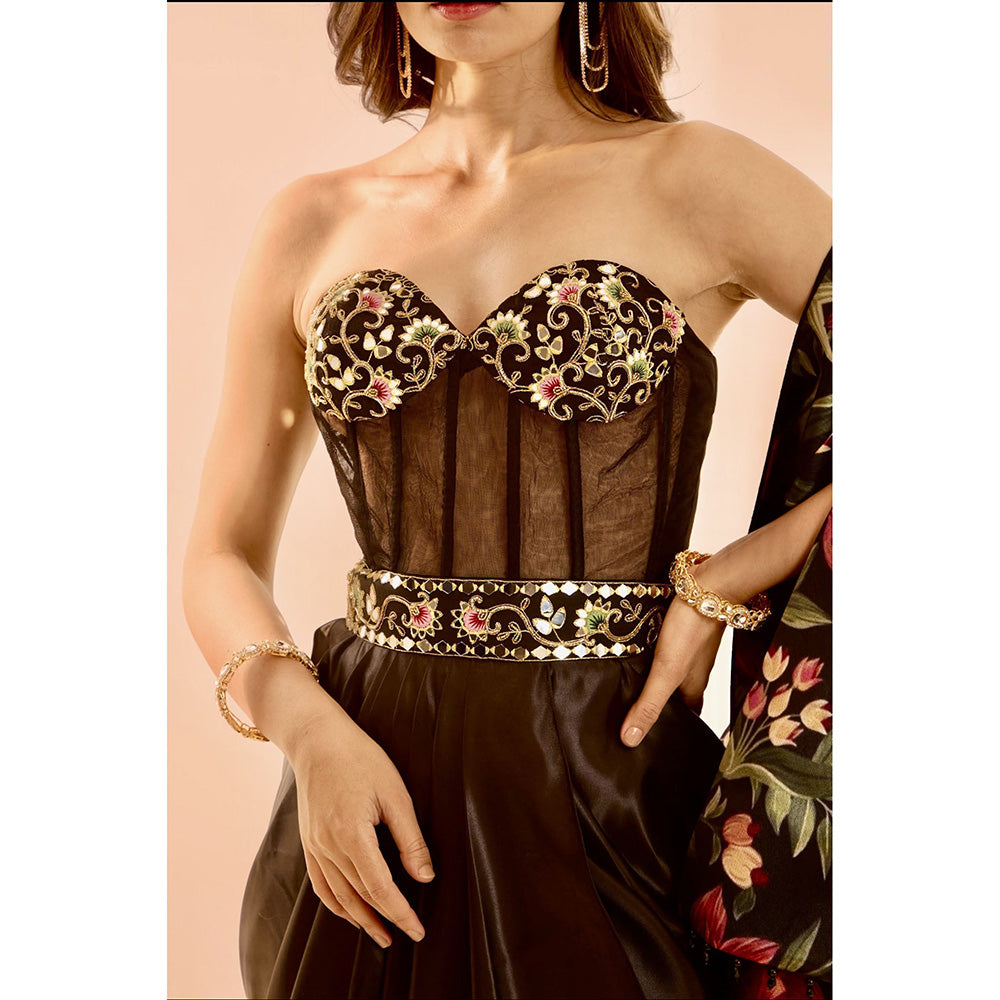 Rashika Sharma Brown Zor Jacket with Gown (Set of 2)