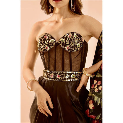 Rashika Sharma Brown Zor Jacket with Gown (Set of 2)