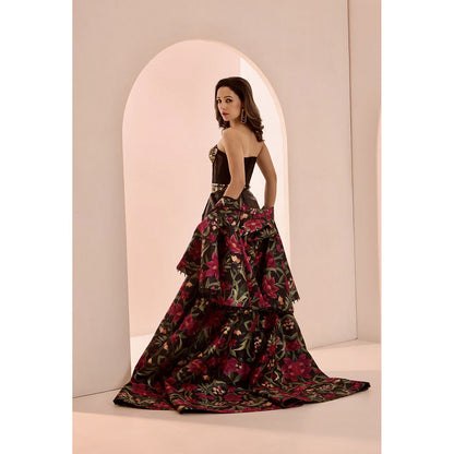 Rashika Sharma Brown Zor Jacket with Gown (Set of 2)