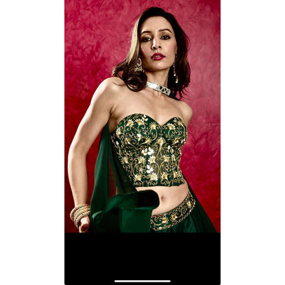 Rashika Sharma Green Aarzu Lehenga with Blouse and Dupatta (Set of 3)