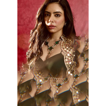 Rashika Sharma Green Naisha Lehenga with Blouse and Cape (Set of 3)